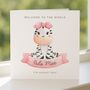 Personalised Cute Zebra New Baby Girl Card, thumbnail 5 of 8