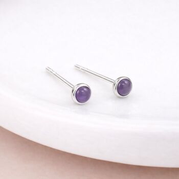 Sterling Silver Amethyst Micro Stud Earrings – 4mm, 2 of 4