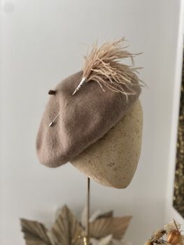 Tan Beret With Optional Veil And Accessories, 6 of 10