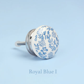 Royal Blue Ceramic Door Knobs Cupboard Door Handles, 2 of 5