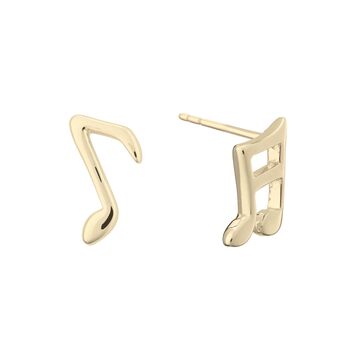 Gold Plated Music Note Mismatched Stud Earrings, 8 of 8
