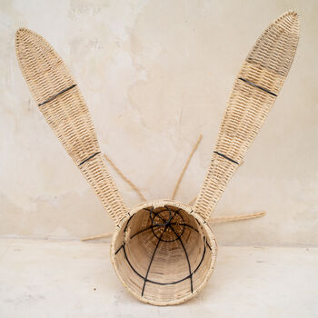 Handwoven Rattan Bunny Wall Sculpture, 4 of 4