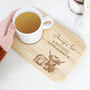 Personalised Highland Cow Wooden Tea And Biscuit Board Coaster Tray, thumbnail 4 of 4