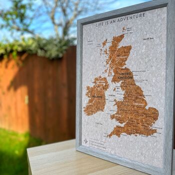 UK Pin Map Travel Gift Cork Board, 2 of 7