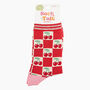 Women's Bamboo Socks Cream/Red, Cherry Squares, thumbnail 4 of 4