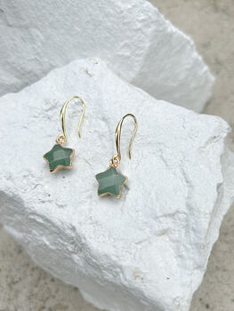 Aventurine Star Real 18k Gold Plated Earrings, 6 of 6