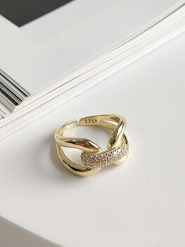 14k Gold Plated Diamante Wrap Ring, 5 of 5