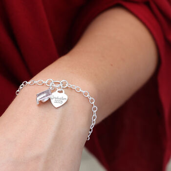 Personalised Sterling Silver Graduation Charm Bracelet, 4 of 7
