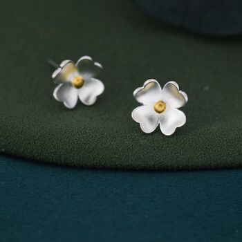 Buttercup Flower Stud Earrings In Sterling Silver, 4 of 11