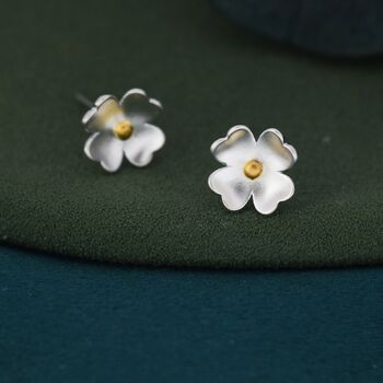 Buttercup Flower Stud Earrings In Sterling Silver, 4 of 12