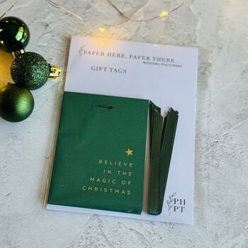 Christmas Green Gift Tags With Gold Foil Set Of Five, 4 of 4