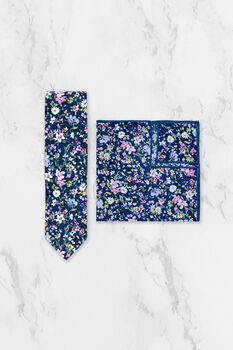 Handmade 100% Cotton Floral Print Tie In Blue And Pink, 6 of 7