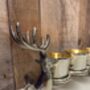 Silver Stag Triple Tealight Holder Metal And Glass Ornament Candle Holder, thumbnail 4 of 8