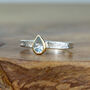 Pear Shaped Aquamarine Silver And Solid Gold Alice Ring, thumbnail 3 of 8