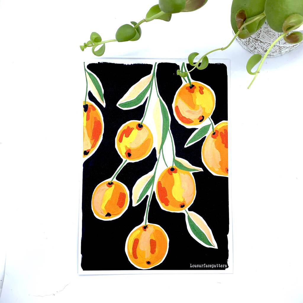  Orange Art  Print By Lousurfacepattern notonthehighstreet com