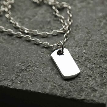 Sterling Silver Small Solid Dog Tag Necklace, 3 of 6