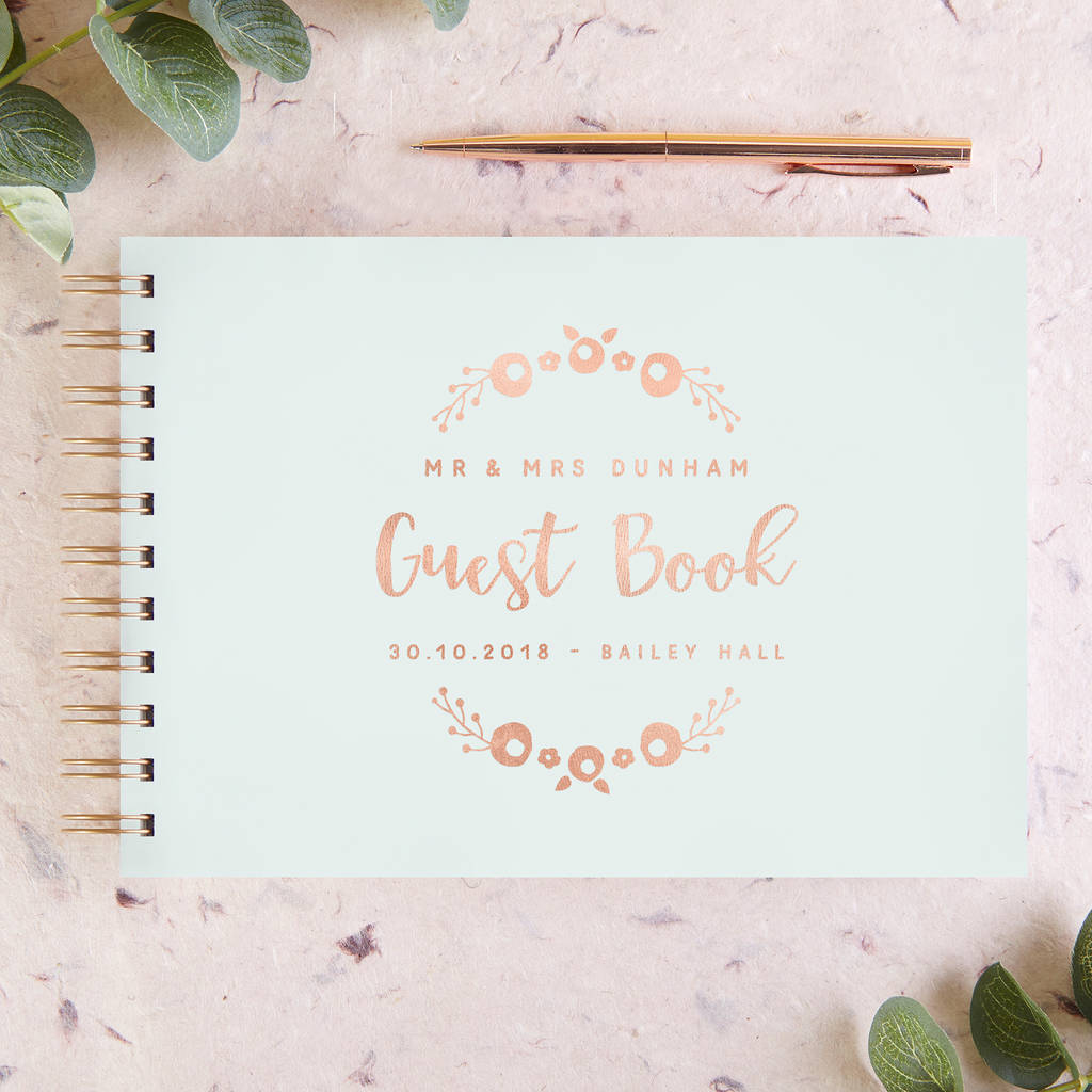 Floral Foil Personalised Wedding Guest Book By LOOM Weddings