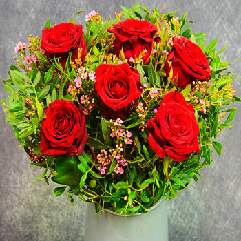 Six Red Roses Fresh Flower Bouquet Gift, 3 of 7