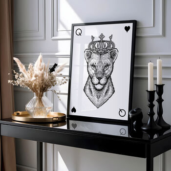Queen Lioness Playing Card Wall Art Print, 3 of 6