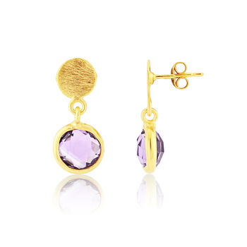 Salina Gold Plated Disc And Gemstone Drop Earrings, 3 of 12