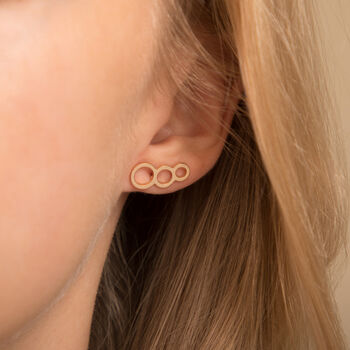 Gold Colour Simple Triple Circle Ear Climber Earrings, 3 of 5