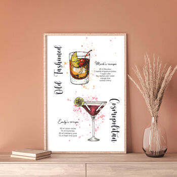 Personalised Favourite Cocktails Hand Drawing Art Print, 4 of 12