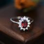Genuine Garnet And Cz Halo Ring Sterling Silver, thumbnail 1 of 12