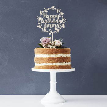 Personalised Floral Birthday Wooden Cake Topper, 3 of 5