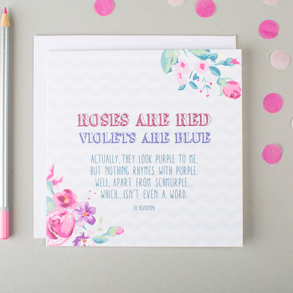 'roses are red' poem anniversary card by i am nat ...
