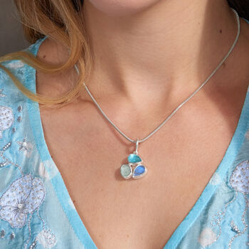 Aquamarine, Apatite And Moonstone Handmade Pendant, 2 of 4