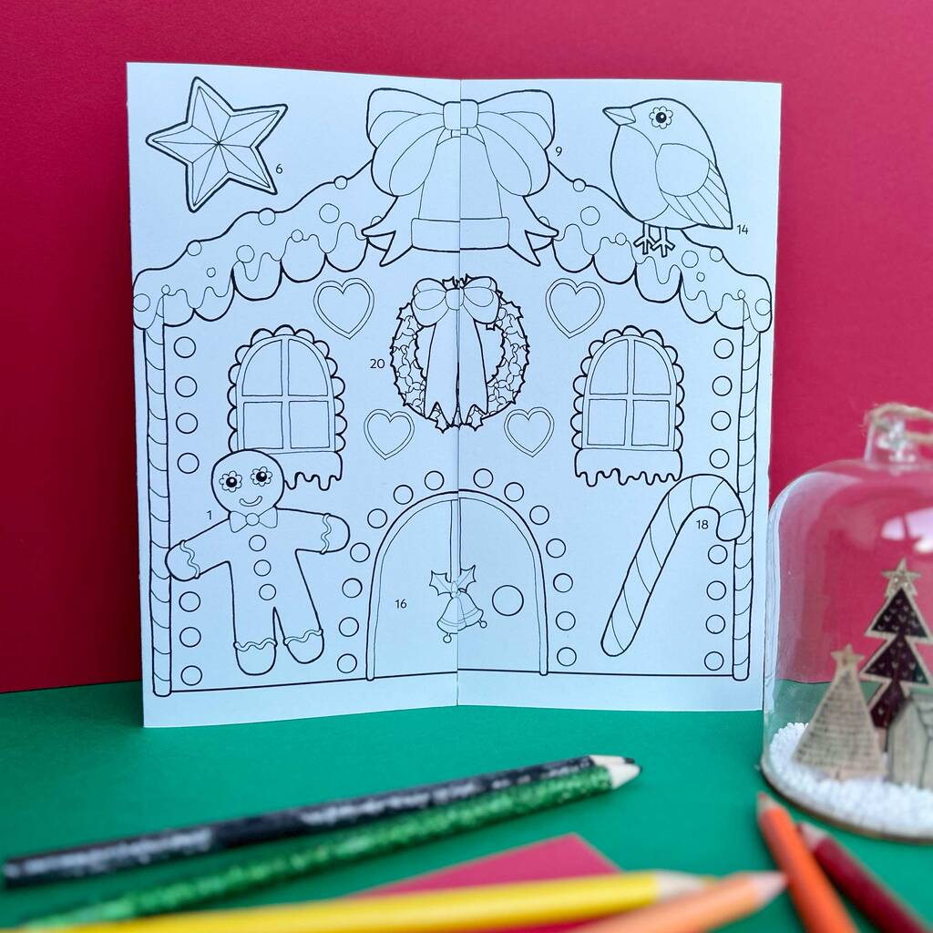 Colour In Advent Calendar Gingerbread House By Paper Heart Stationery ...