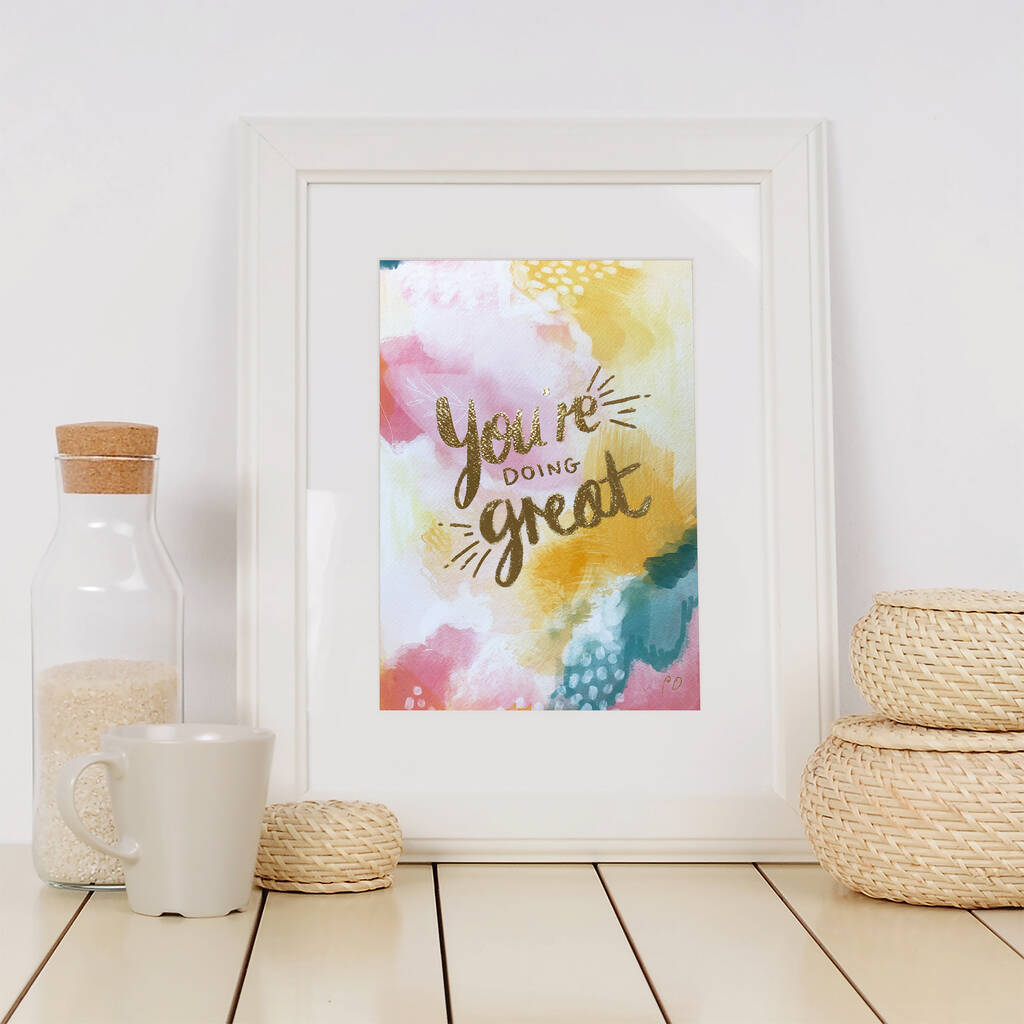 Art Print With Customisable Affirmation Gilded 24k Gold, 1 of 5