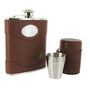 Spanish Leather Engraved Hip Flask Gift Set, thumbnail 2 of 9