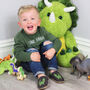 Dotty Fish Dinosaur Soft Leather Baby Shoes With Barefoot Soles, thumbnail 3 of 8