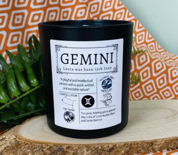 Personalised Gemini Horoscope Star Sign Candle, 4 of 11