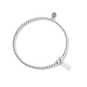 Sterling Silver Ball Bead Bracelet With Initial, 8 of 12
