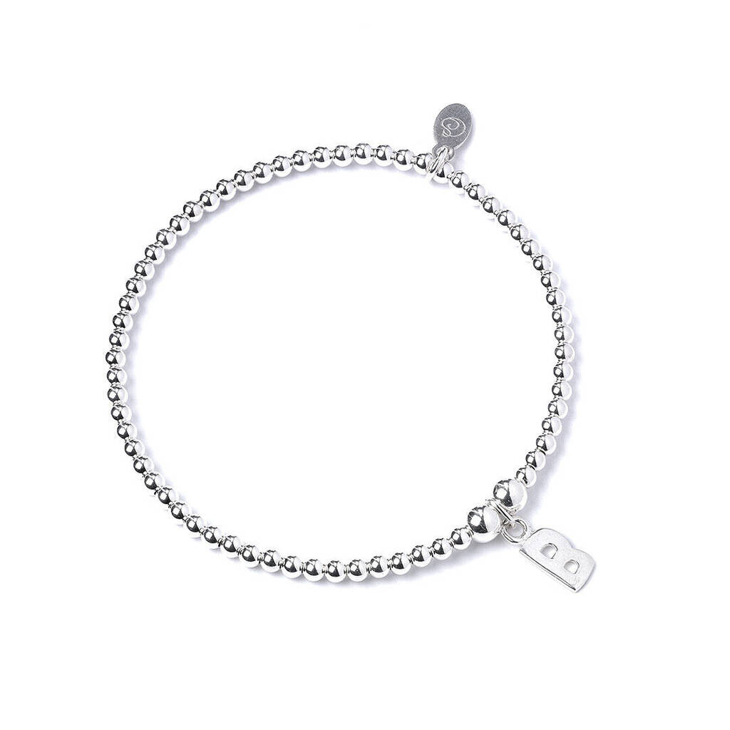 Sterling Silver Ball Bead Bracelet With Initial By Mylee London ...