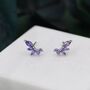 Sterling Silver Amethyst Purple Cz Marquise Cluster Stud Earrings, thumbnail 1 of 11