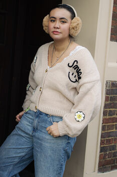 Beige Smile Everyday Flower Knit Cardigan, 8 of 9