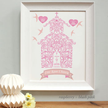 Personalised Christening With Godparents Framed Print, 2 of 6