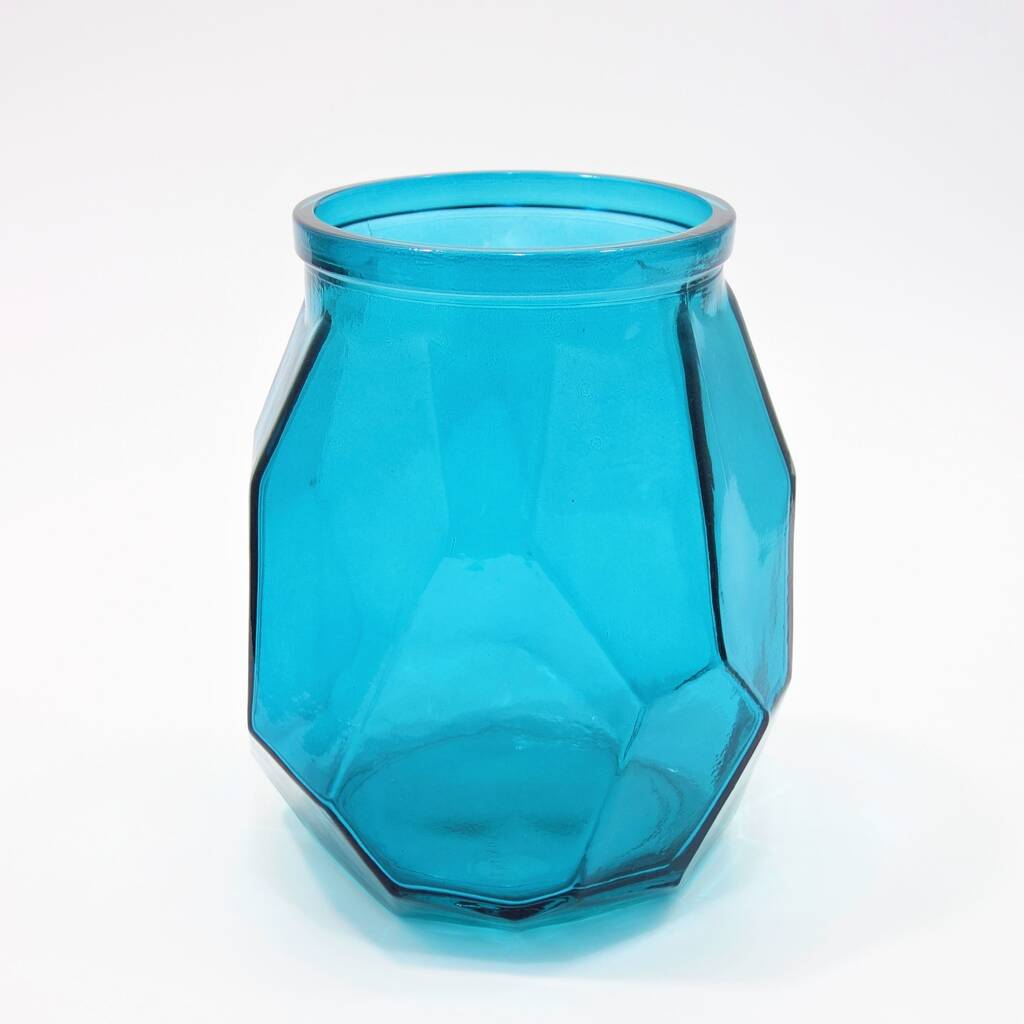 Recycled Glass Vase 19cm Faceted Eight Colours By The Recycled Glassware Co