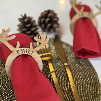 Personalised Reindeer Antler Napkin Rings, 10 of 10