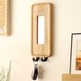 Personalised Solid Oak Wall Mirror With Key Hooks – Engraved Hallway Key Holder, thumbnail 4 of 8