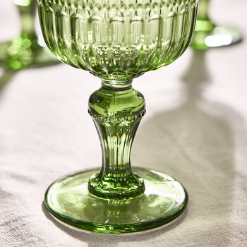 Palermo Set Of Four Green Ribbed Wine Glasses, 5 of 7