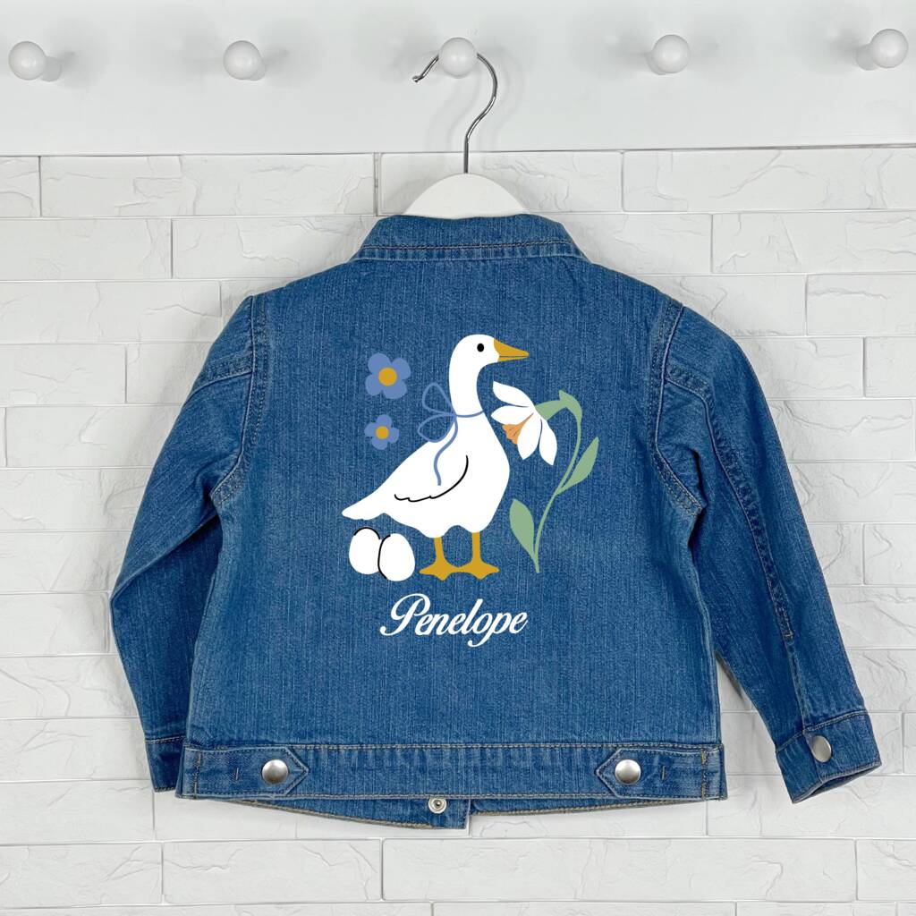 Personalised Duck Kids Denim Jacket