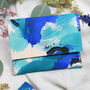 Hand Painted Leather Coin And Card Purse Blue Brush, thumbnail 1 of 10