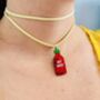 Hot Sauce Glitter Charm Necklace / Foodie Gift / Spicy Statement Jewellery / Fun Accessories, thumbnail 8 of 9