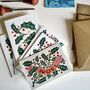 Luxury Linocut Holly Greeting Cards Set Of Six, thumbnail 9 of 10