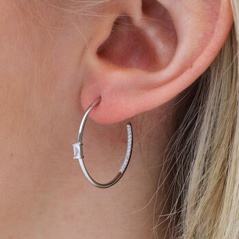 Gold Plated Or Silver And Crystal Lined Hoop Earrings, 2 of 6