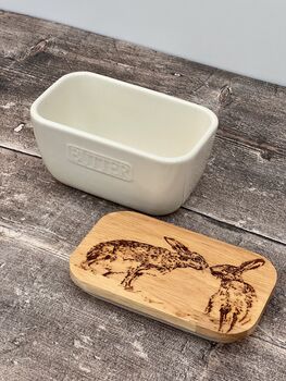 Kissing Hares White Butter Dish, 2 of 5